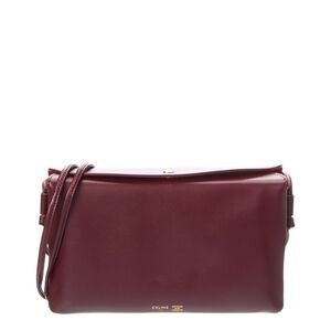 Celine Trio Flap Leather Shoulder Bag, Red